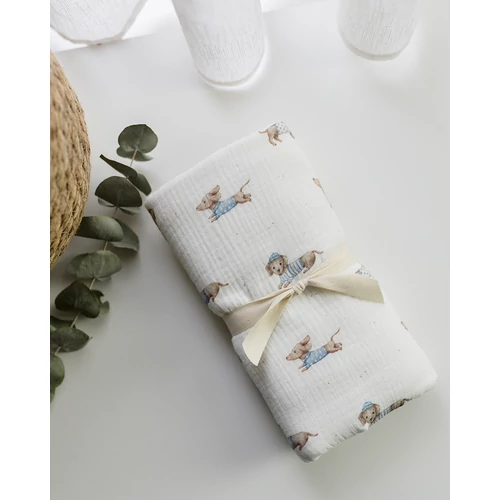 Muszlin takaró (dupla réteg_100 x 75 cm) - kutyus