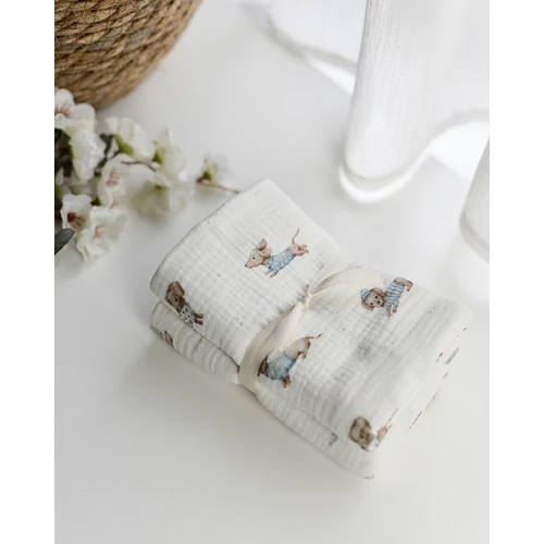 Muszlin takaró (70x70cm/2db) - kutyus-vitorlás