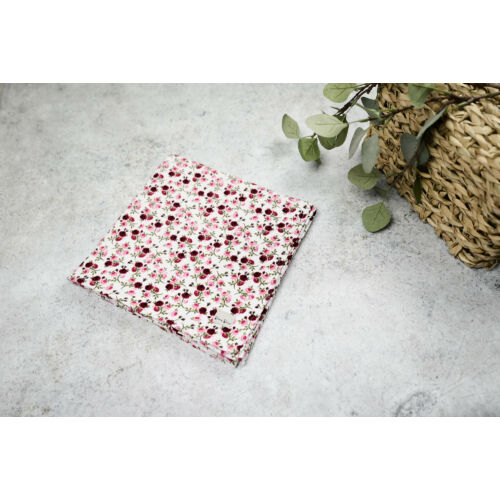 Muszlin takaró (Szimpla) - Apró virágos (rózsaszín) 120x120 cm